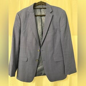 Calvin Klein Fully Lined Men's Navy Blue Textured Two-Button Blazer